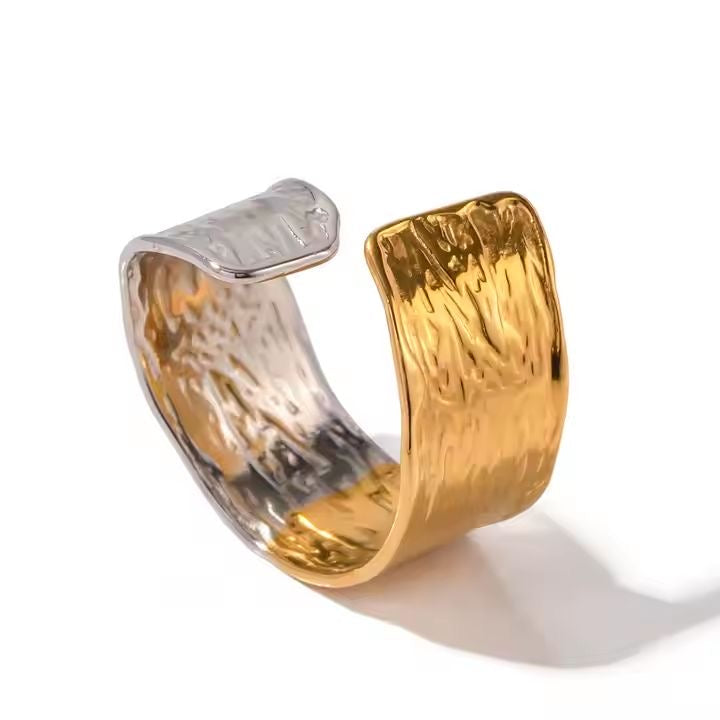 Dual-Tone Textured Band Ring