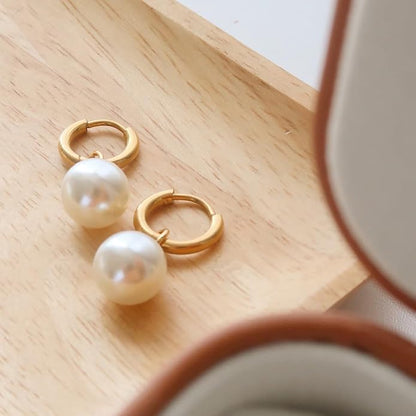 Gold Pearl Drop Detachable Hoop