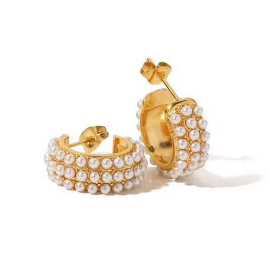 Luxe Pearl-Studded Hoops