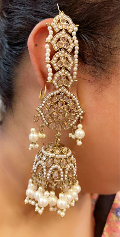 Pearl Polki Kundan Jhumka