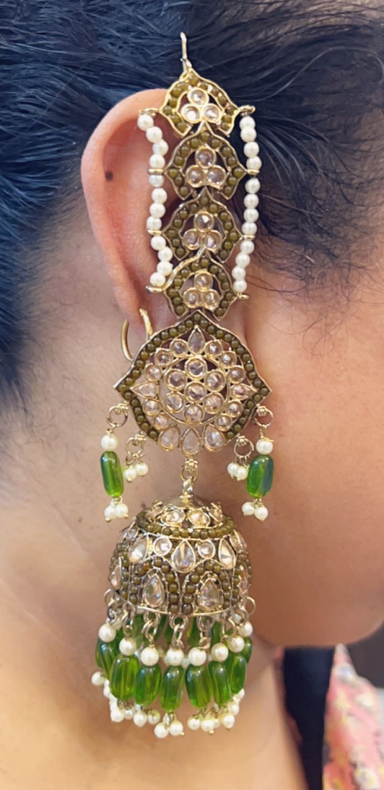 Pearl Polki Kundan Jhumka