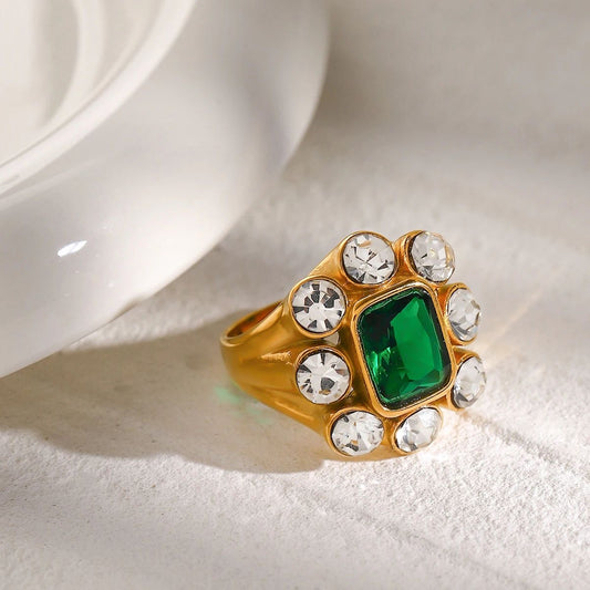 Majestic emerald bloom ring