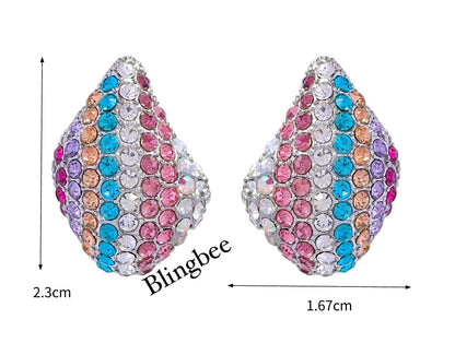 Multicolor Pave Zircon Water Drop Hoop Earrings