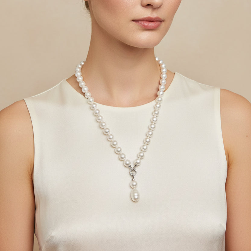 Royalty Pearl Lariat Necklace