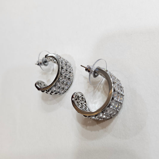 Crystal Crescent Hoop Earrings