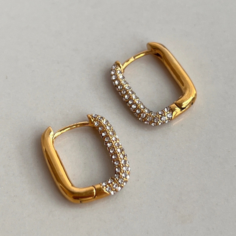 Glam Square Pavé Hoops