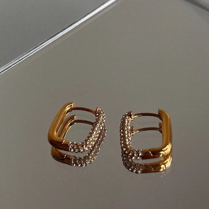 Glam Square Pavé Hoops