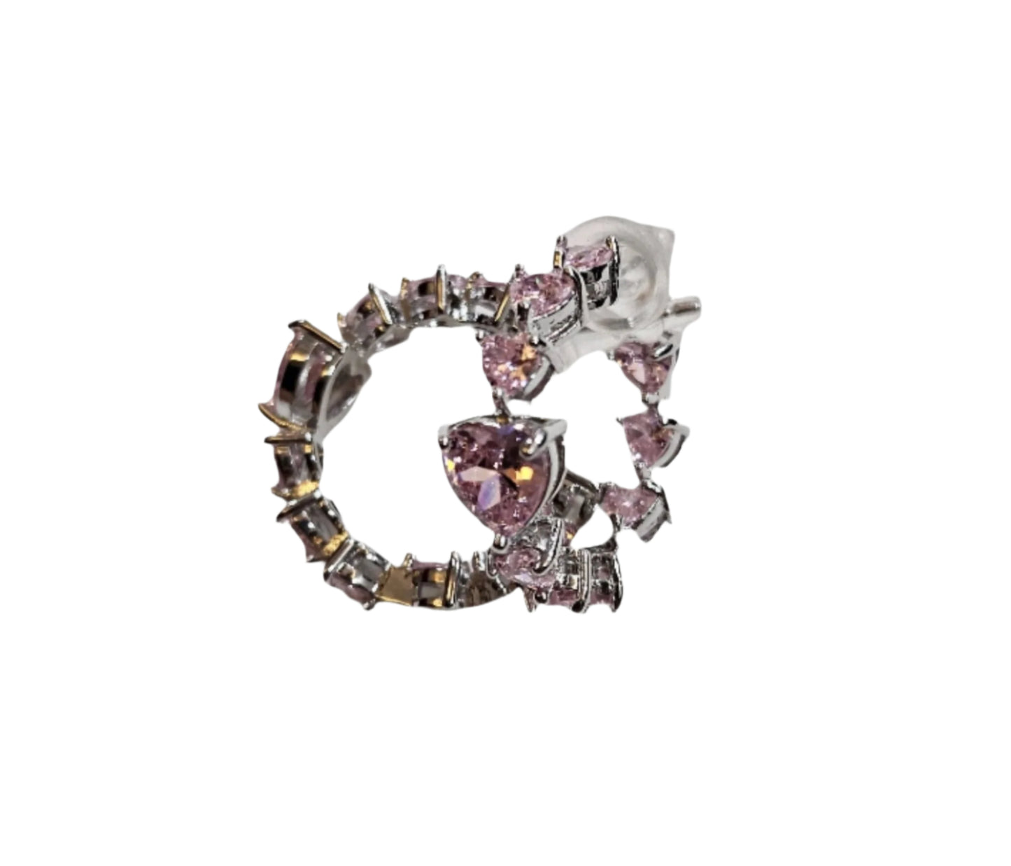 Pink Heart Shaped Hoop Earring