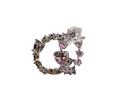 Pink Heart Shaped Hoop Earring