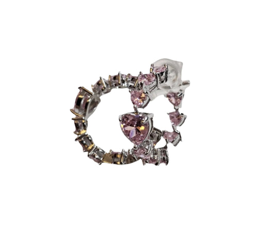 Pink Heart Shaped Hoop Earring