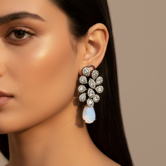 Lunar Glow Crystal Drop Earrings