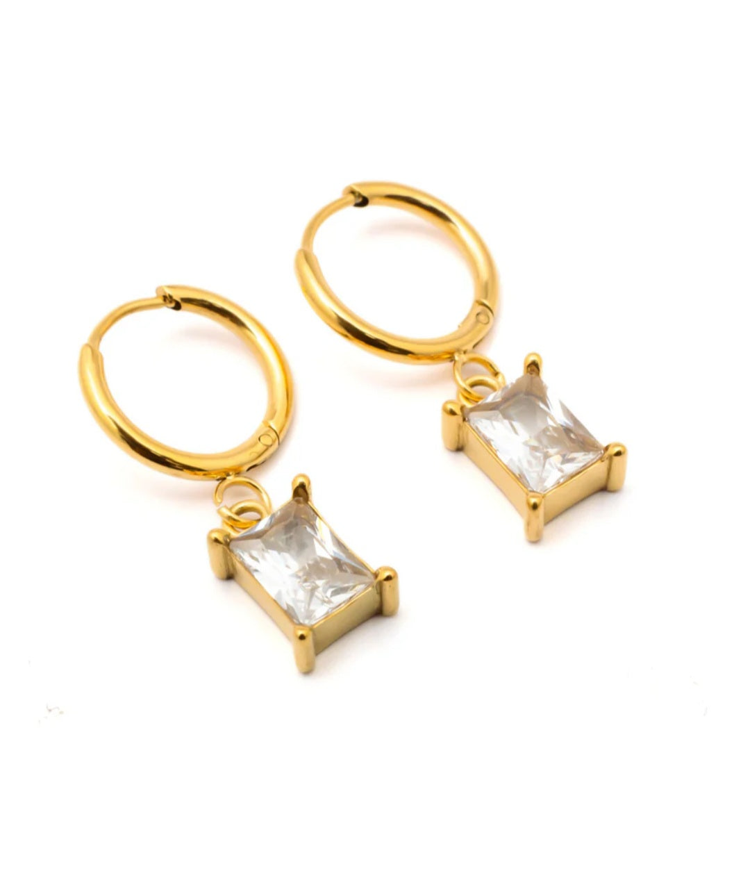 Elegant Gold Hoop Earrings with Crystal Charm