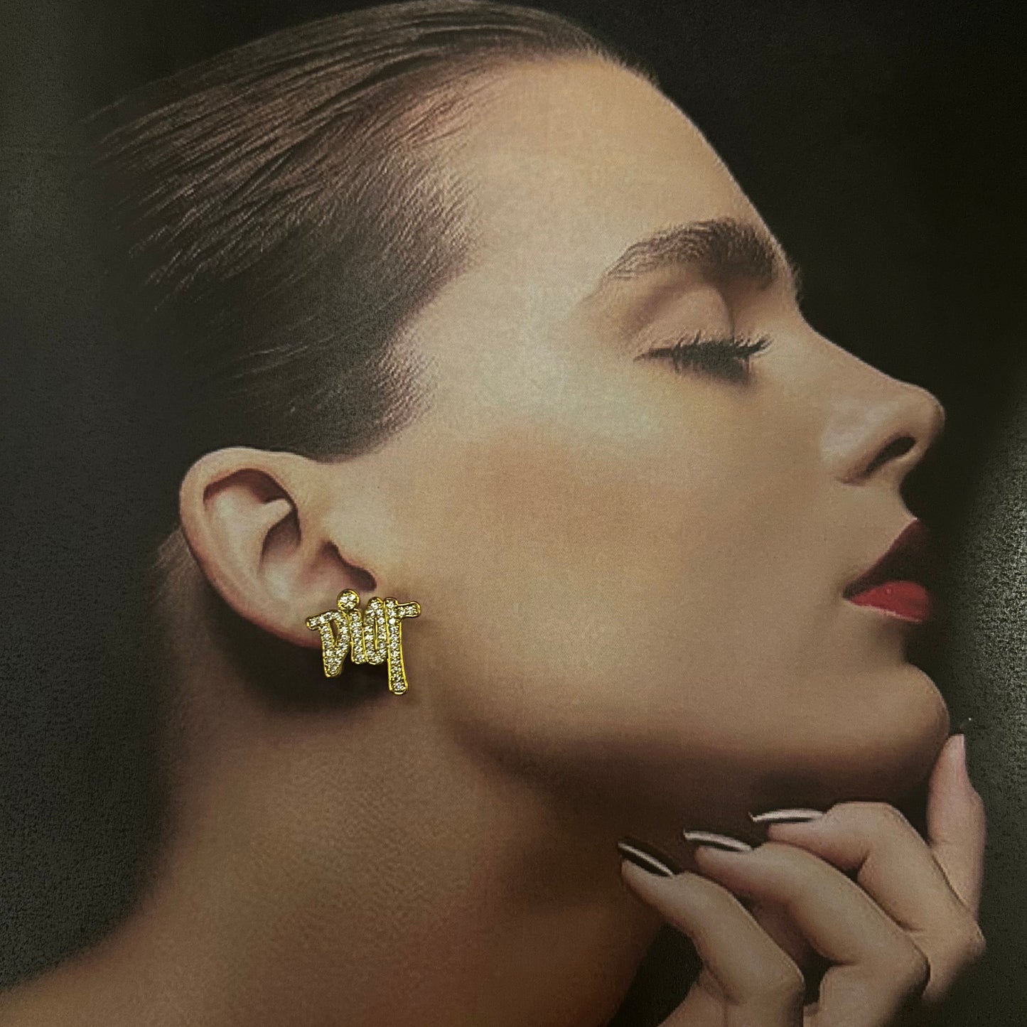 Sparkling Graffiti Stud Earrings