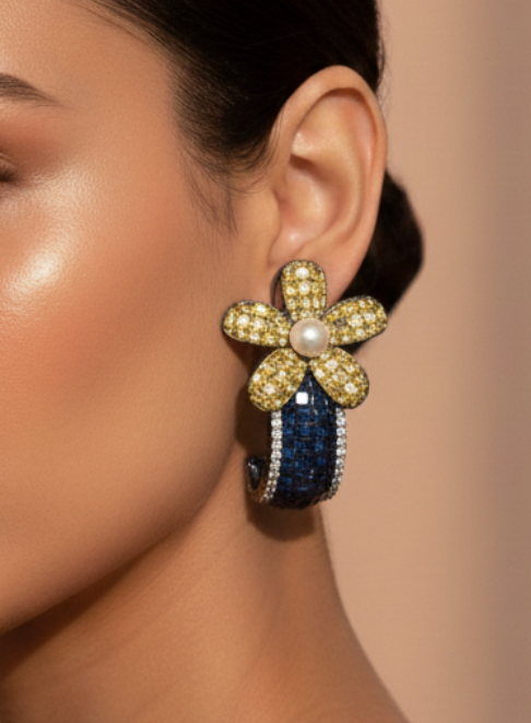 Midnight Bloom Hoop Earrings