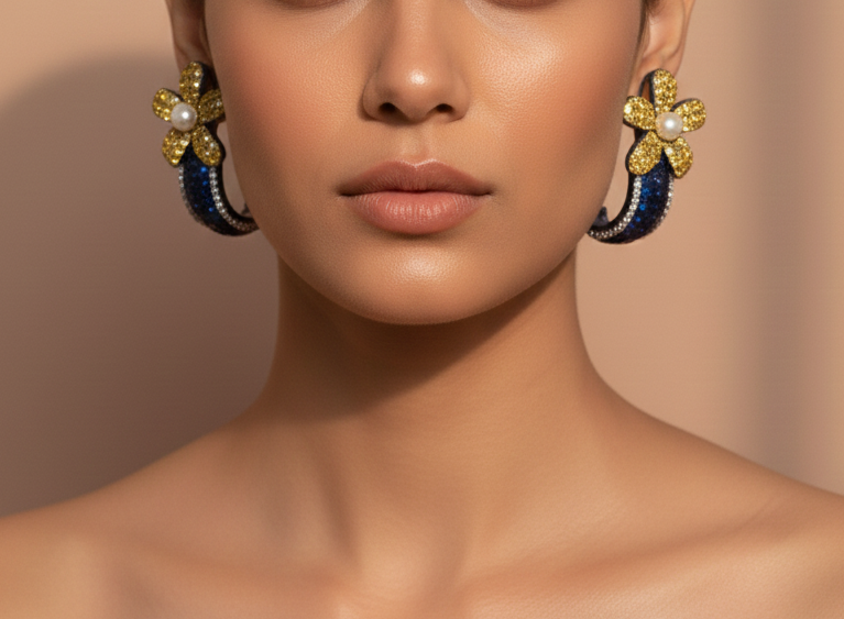 Midnight Bloom Hoop Earrings