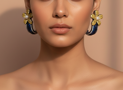 Midnight Bloom Hoop Earrings