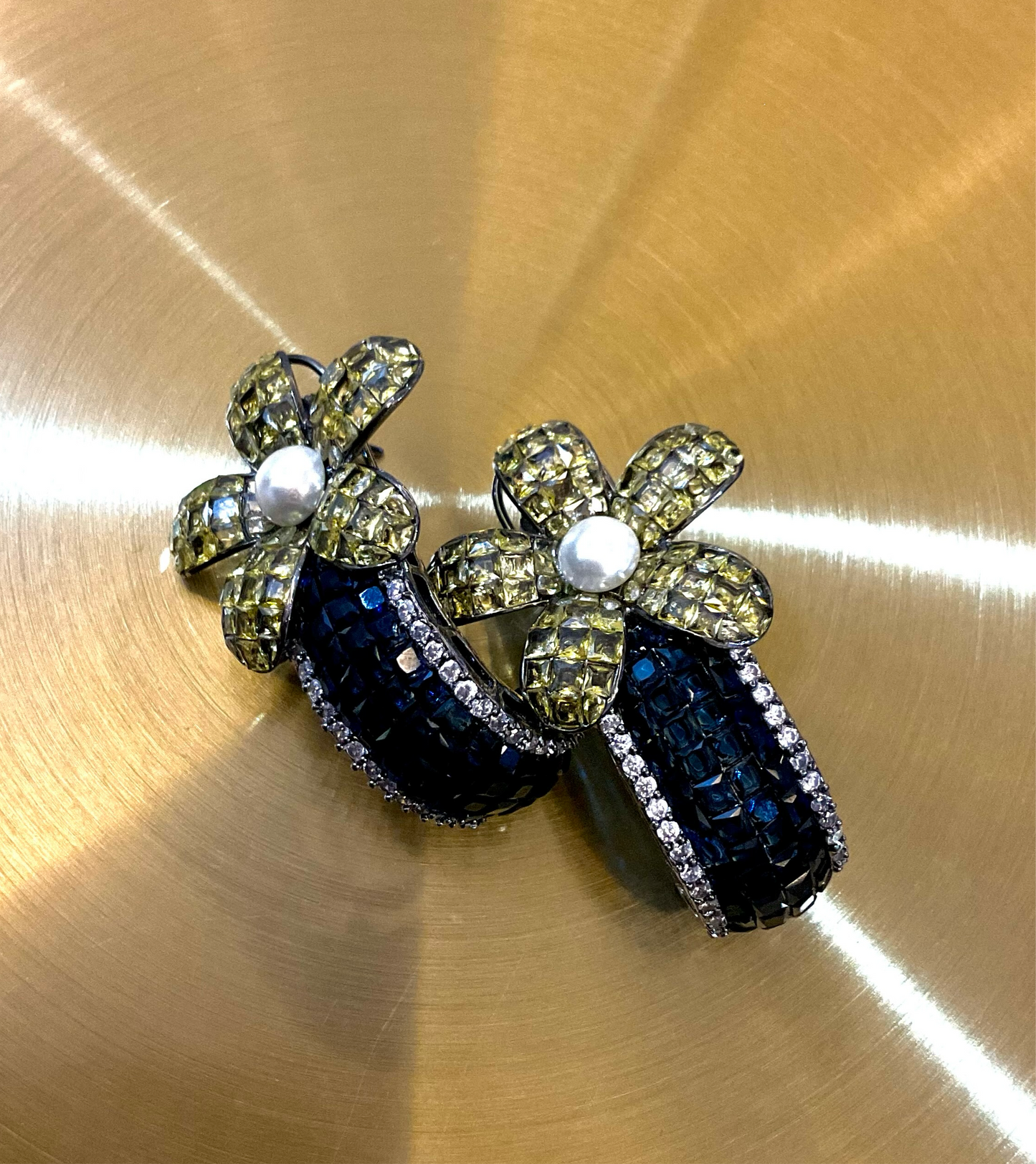 Midnight Bloom Hoop Earrings