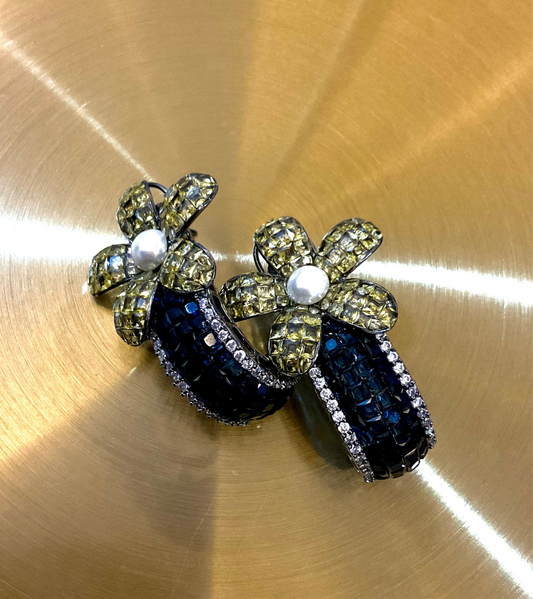 Midnight Bloom Hoop Earrings