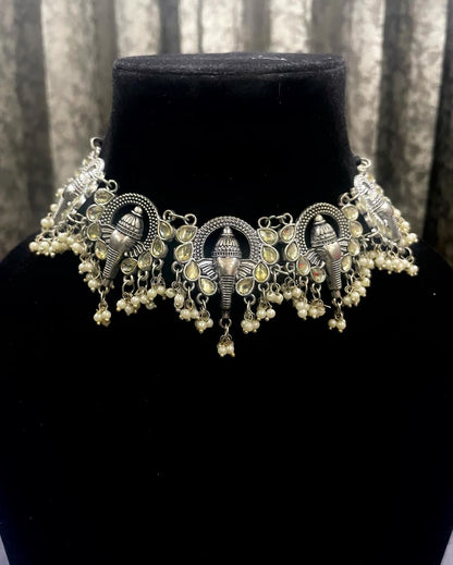 Divine Elephant oxidised Choker