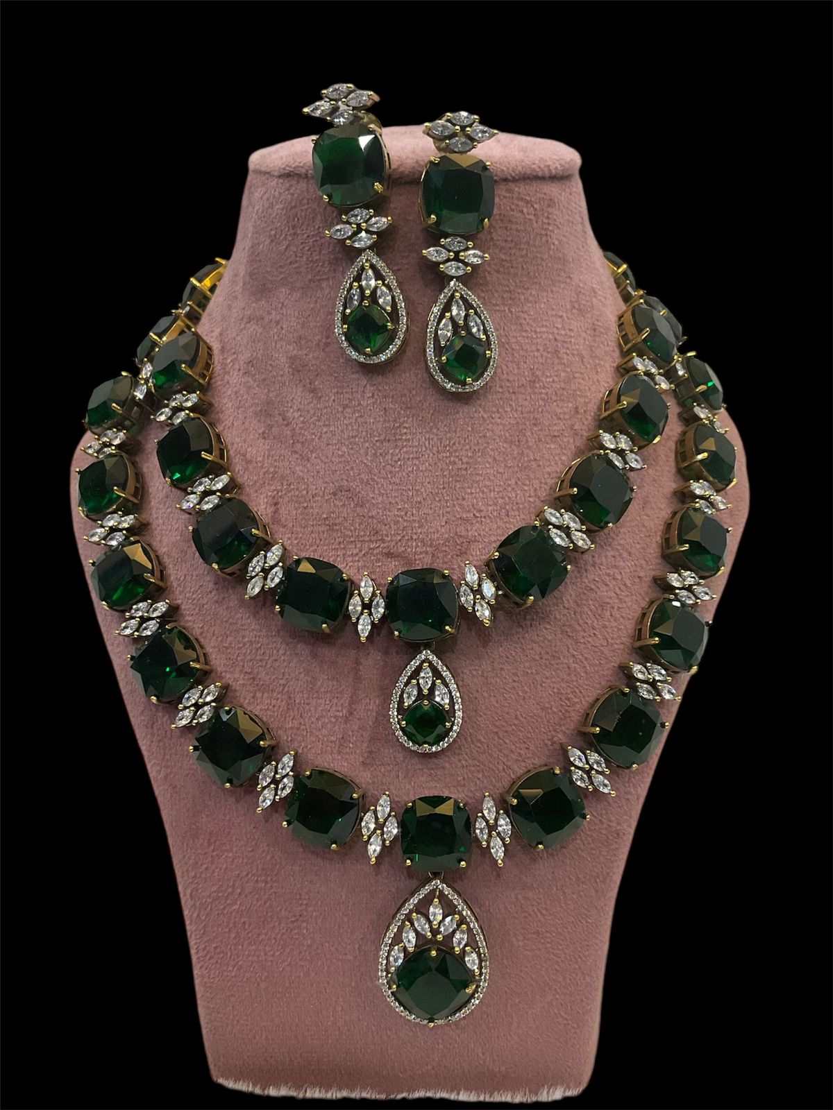 Emerald Double Layered Necklace