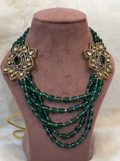 Emerald Bloom Kundan Long Set