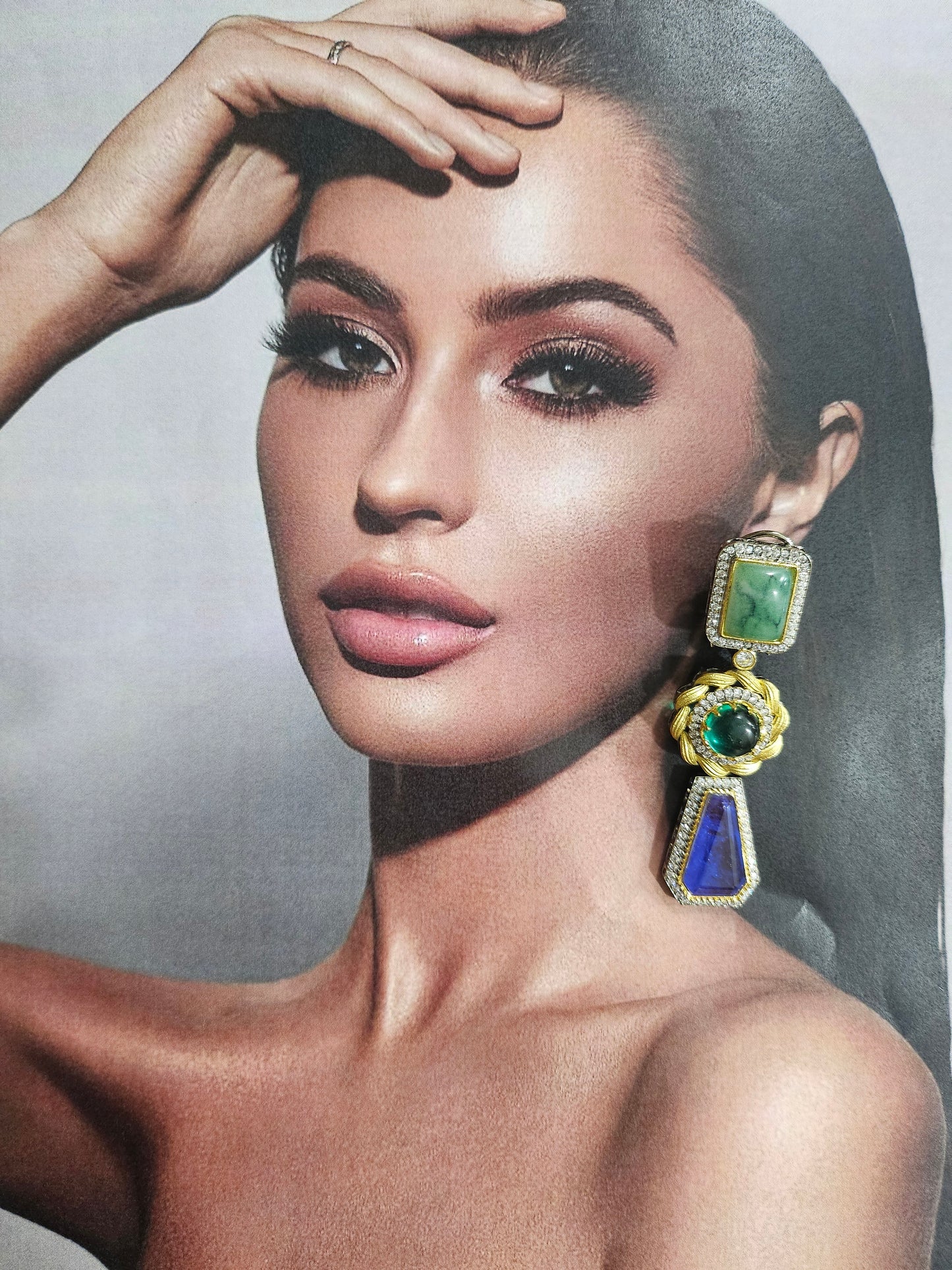 Statement Multi-Gemstone Drop Earrings