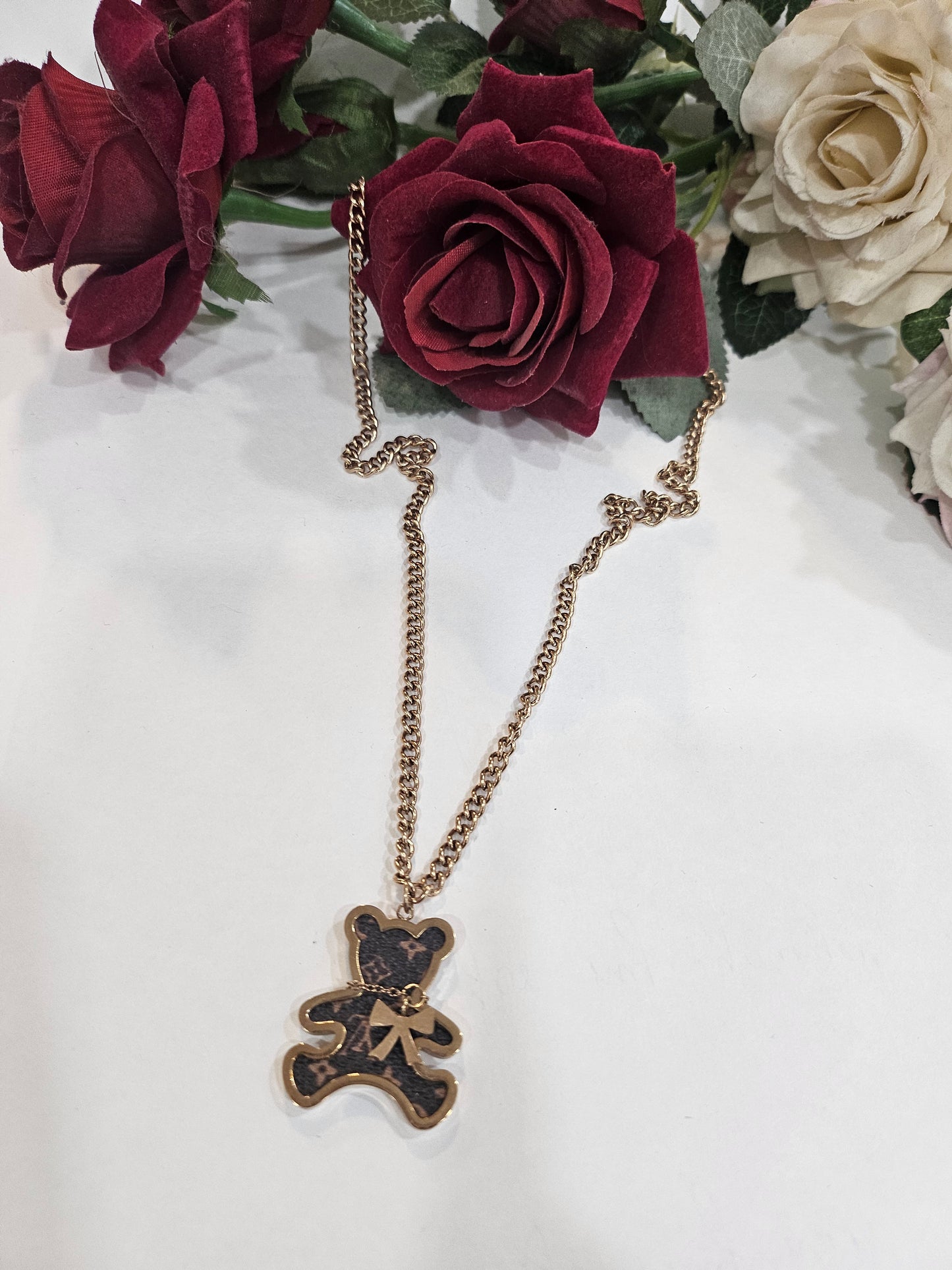 Golden Teddy Charm Necklace
