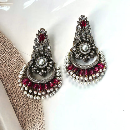 Regal Ruby Pearl Chandelier Set