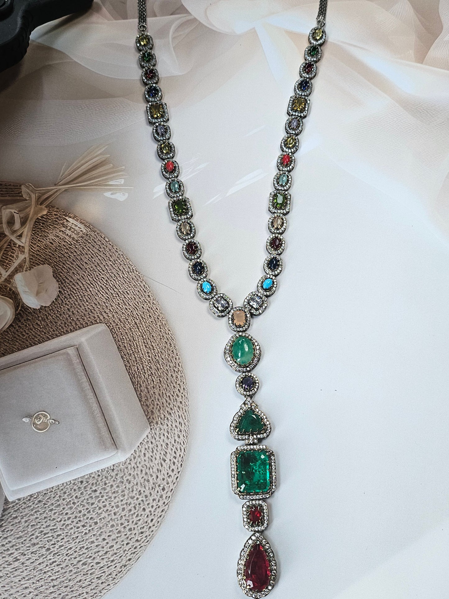 Multicolour designer Gemstone Long set