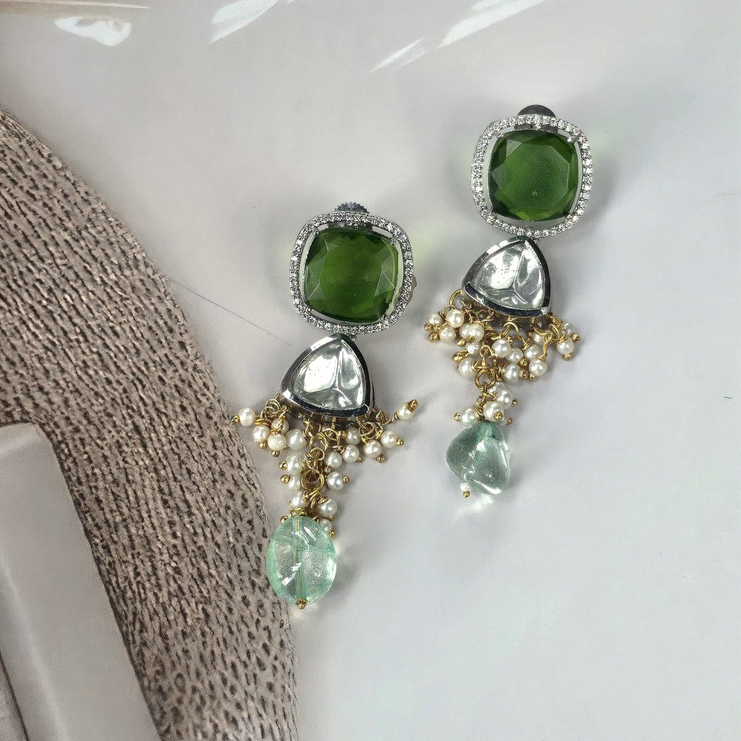 Emerald Majesty Kundan Pearl Necklace Set