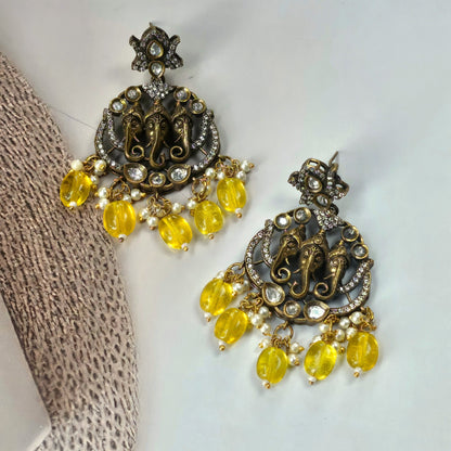 Divine Ganesha Pearl & Kundan Necklace Set