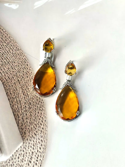 Elegant Amber Teardrop Earrings