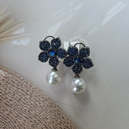 Sapphire Blossom Pearl Earrings