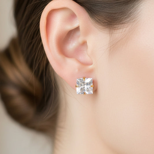 Classic Square-Cut Stud Earrings