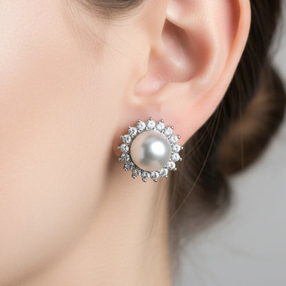 Pearl Halo Stud Earrings