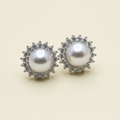 Pearl Halo Stud Earrings