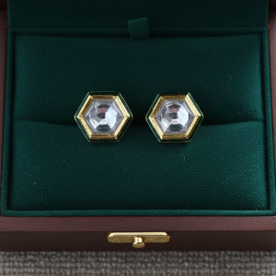 Hexa Kundan Stud Earrings