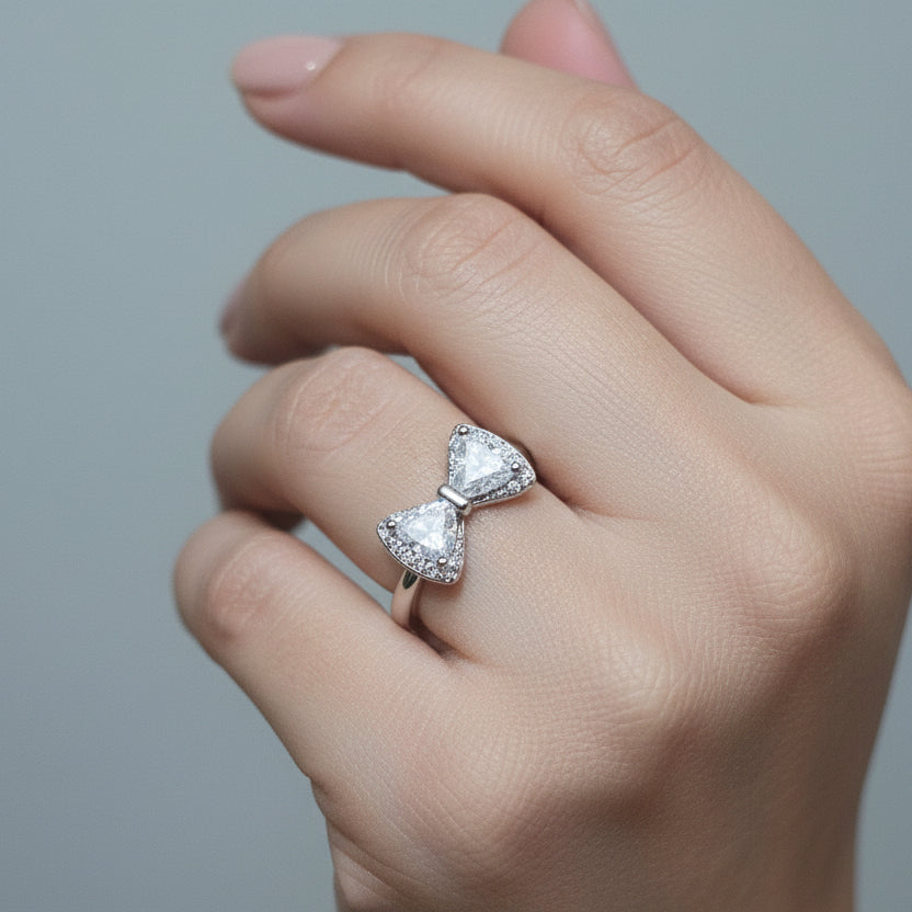 Elegant Bow Crystal Ring