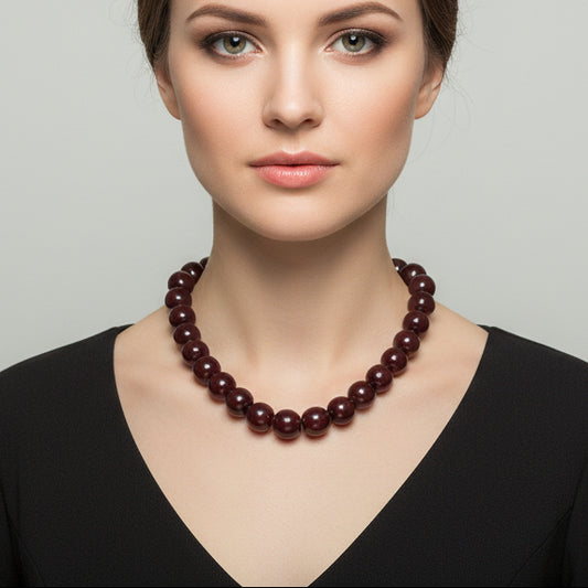 Classic Wine Red Beaded Necklace
