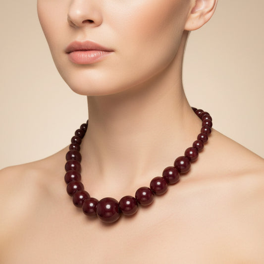 Elegant Maroon Beaded Necklace