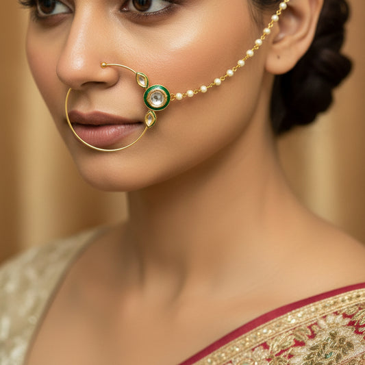 Kundan Nath with pearl string