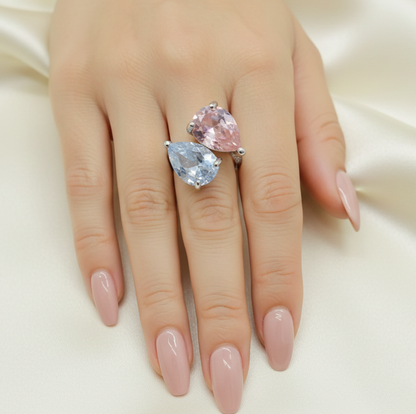 Dual Teardrop Crystal Ring