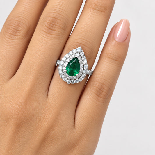 Pear Cut  Solitaire CZ Rings  I Rhodium Plating I WG