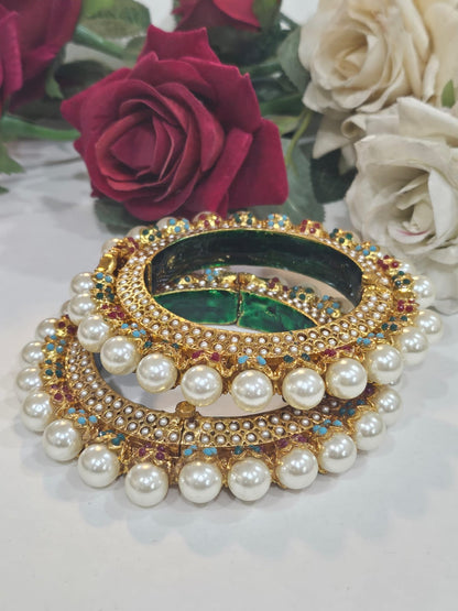 Royal Pearl Kundan Bangles