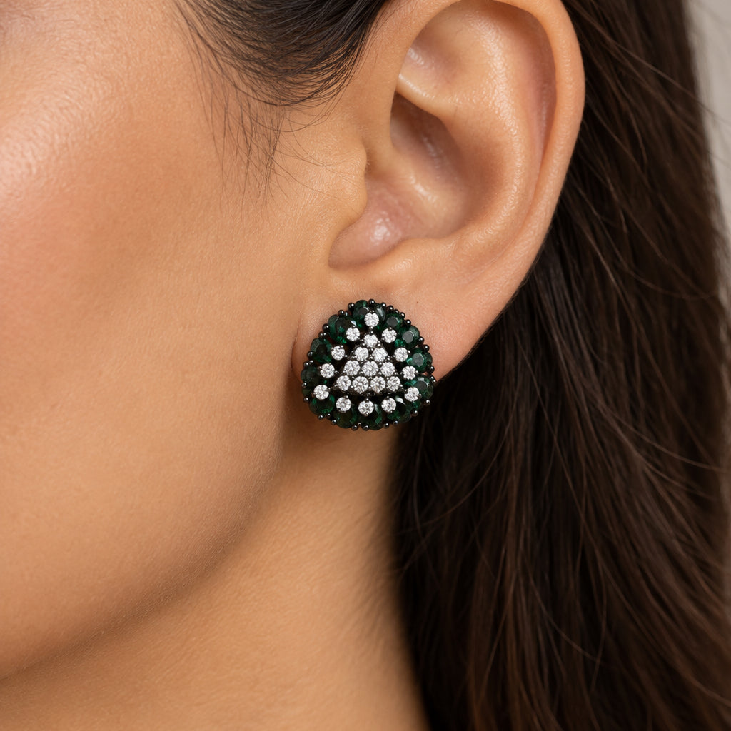 Halo CZ Stud Earrings