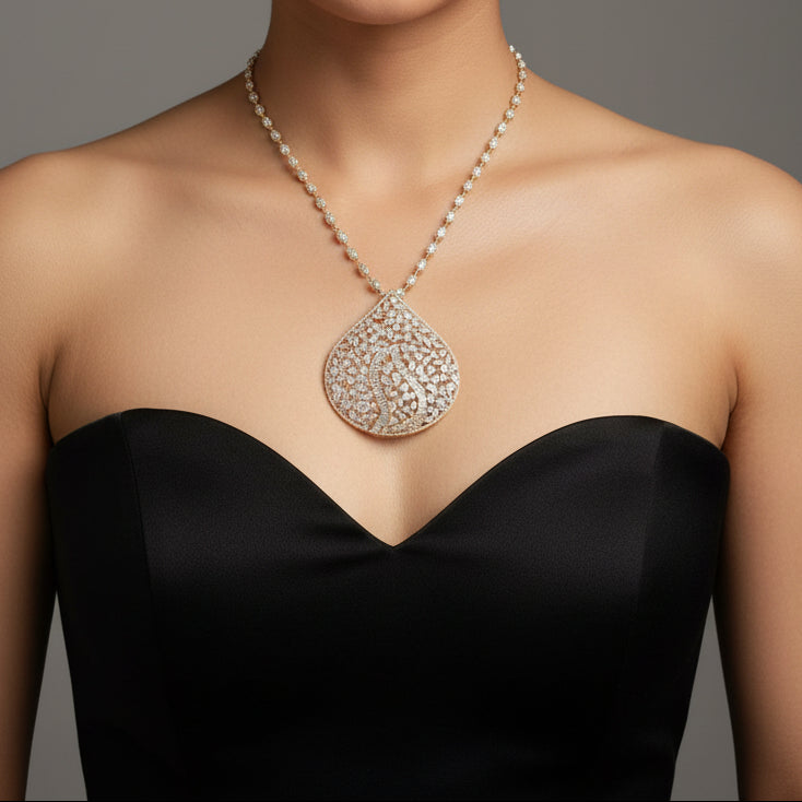 Diamond Leaf Pendant set | Without Chain