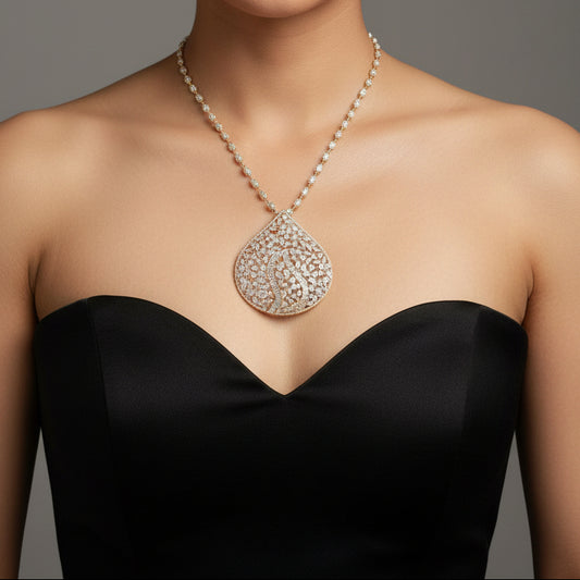 Diamond Leaf Pendant set | Without Chain