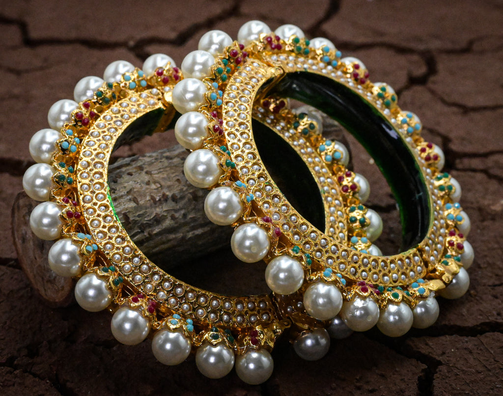 Royal Pearl Kundan Bangles