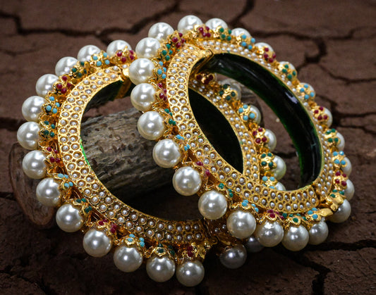 Royal Pearl Kundan Bangles