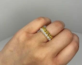 Golden Pearl Circle Ring